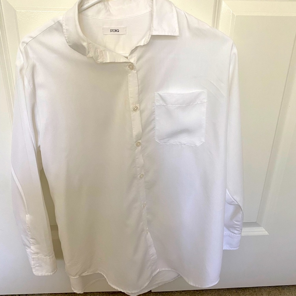 Storq maternity white button down shirt